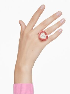 Swarovski Dulcis cocktail ring Heart cut, Pavé, Heart, Pink